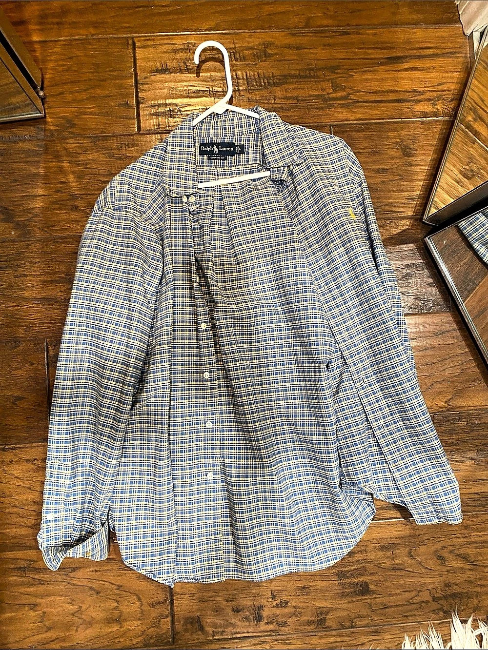 Polo Ralph Lauren Classic Fit Plaid Cotton Shirt Blue & White
